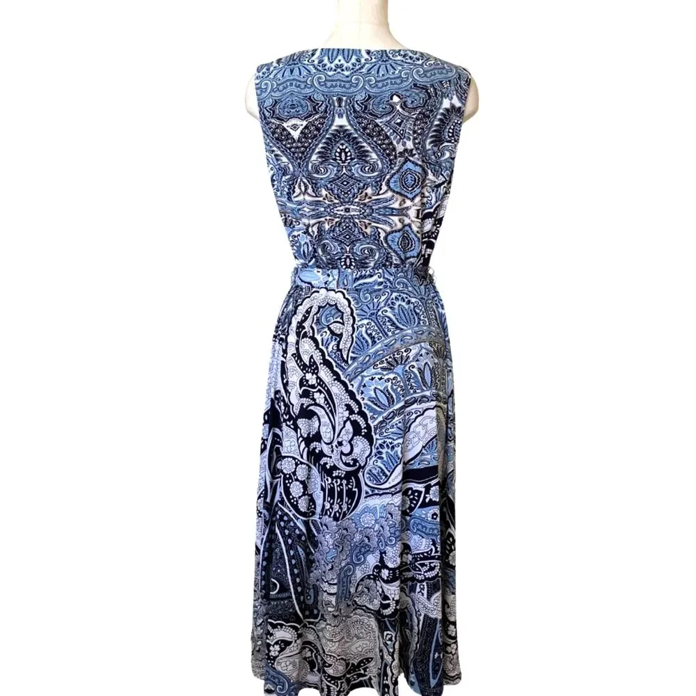 Charter Club Blue Midi Dress with Waist Tie Size Small - Picture 4 of 13